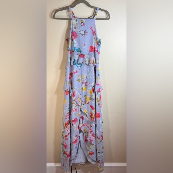 Rachelle Roy floral maxi, ruffles great movement semi sheer at waist size 0 - Picture 2 of 11
